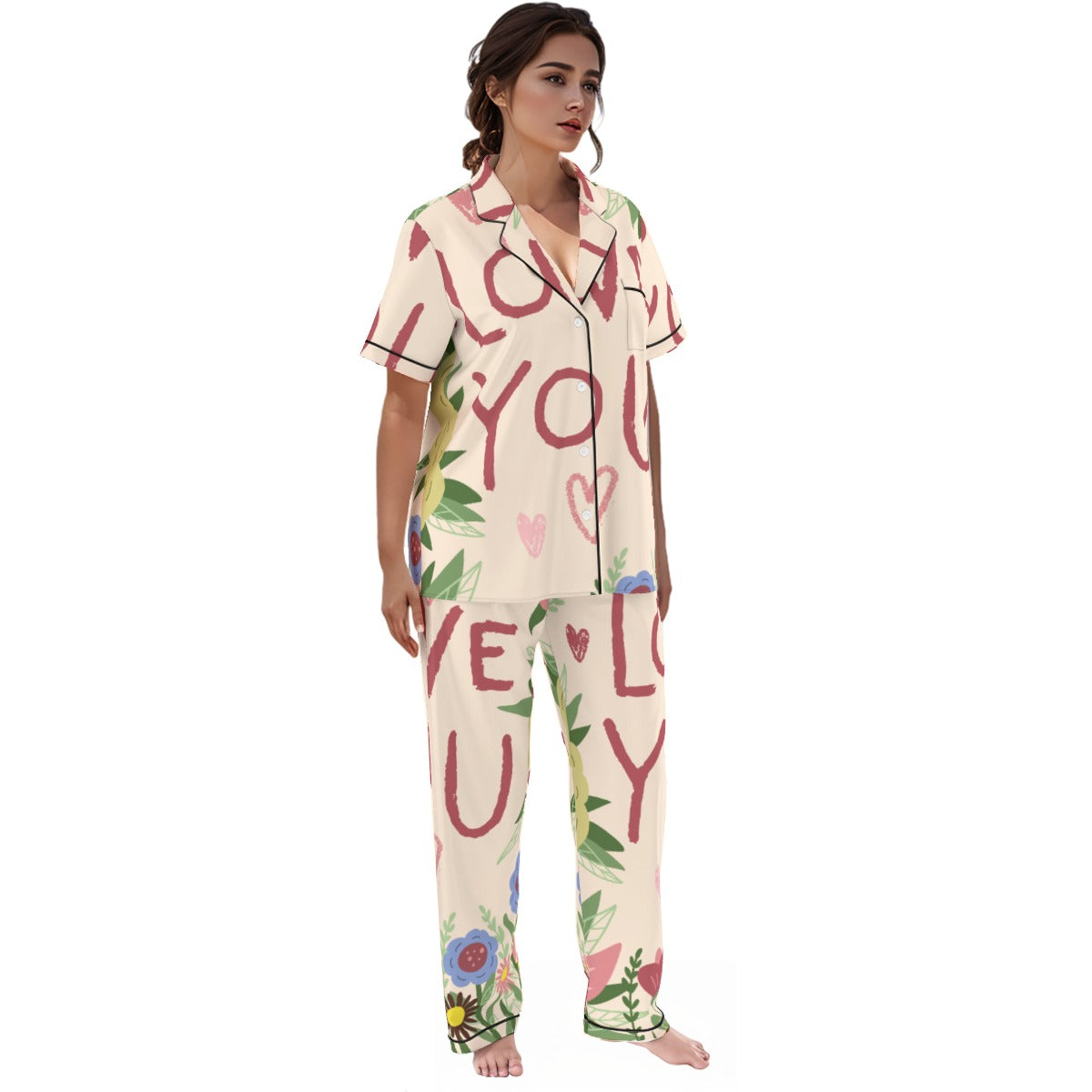 Tropical Love Print Pajamas Set image 7