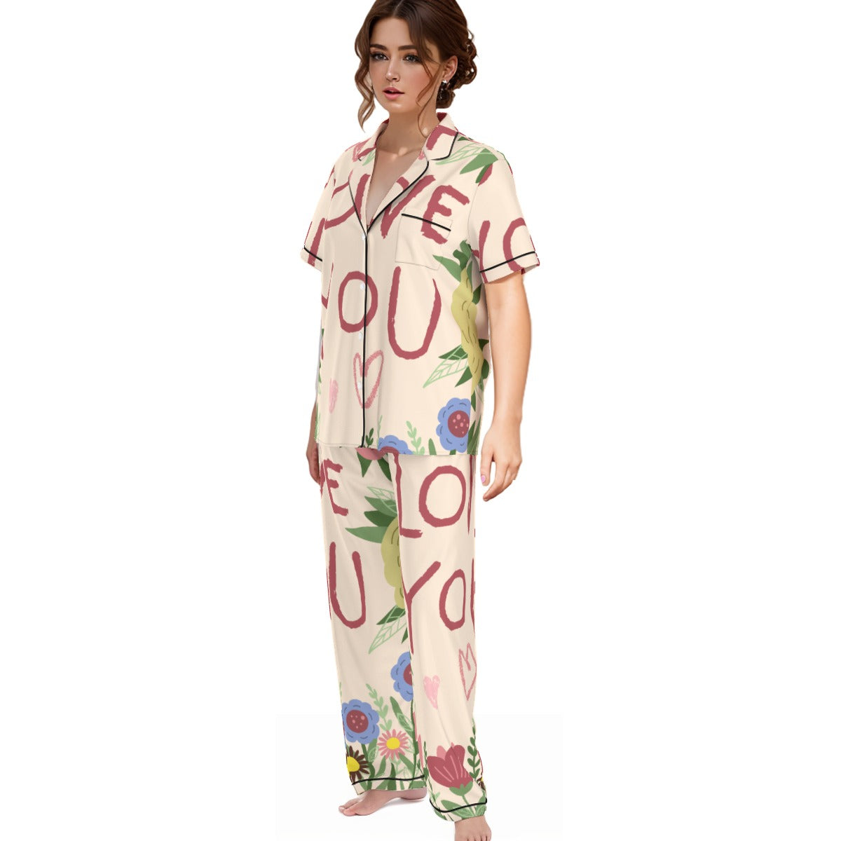 Tropical Love Print Pajamas Set image 2