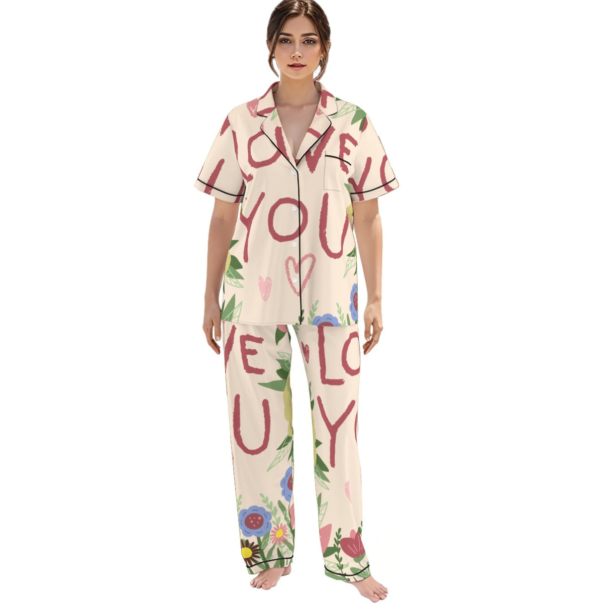 Tropical Love Print Pajamas Set image 3