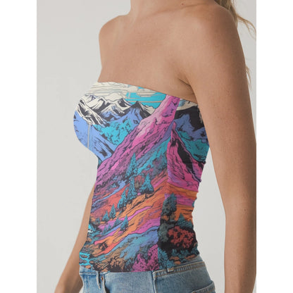 Strapless Mountain Scenery Crop Top image 1