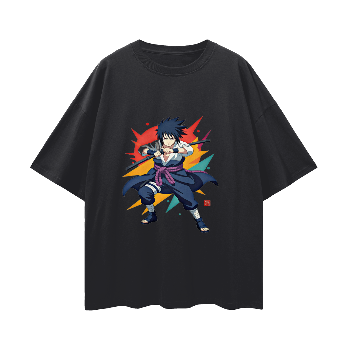 Sasuke Themed Loose Drop Shoulder T-Shirt image 0